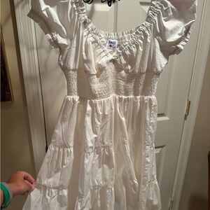 Princess Polly White Ruched Puff Sleeve Sundress